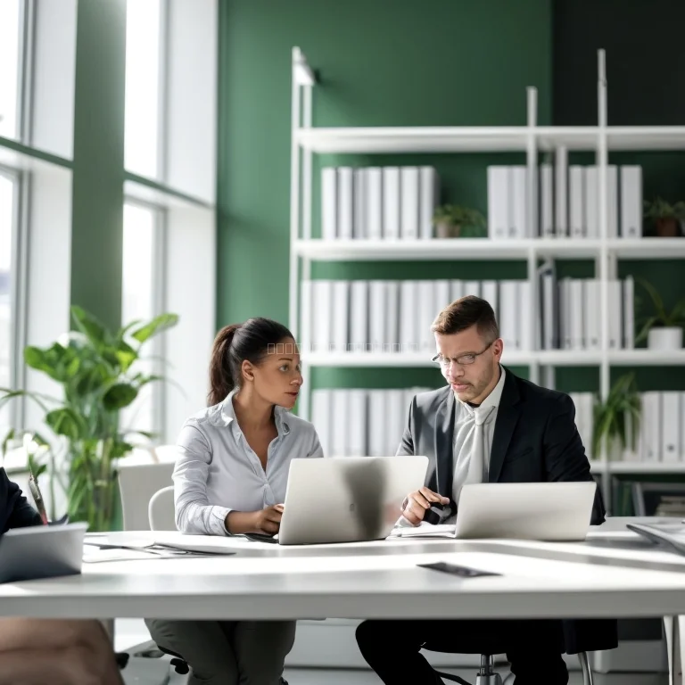 Business professionals reviewing contract